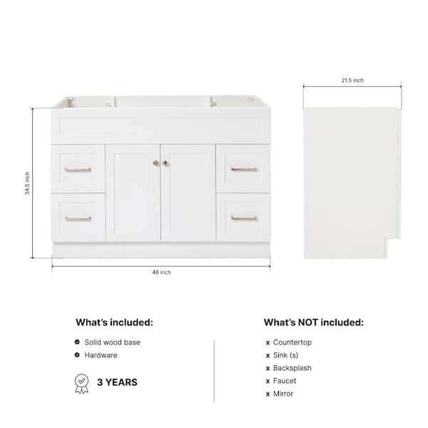 Hamlet 48 in. W x 21.5 in. D x 34.5 in. H Freestanding Bath Vanity Cabinet Only in White