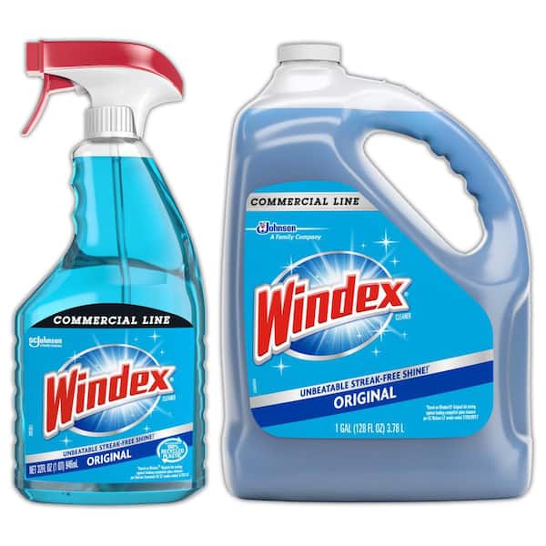 32 oz. Commercial Line Trigger Bottle Original Glass Cleaner and 128 oz. Commercial Original Glass Cleaner Refill.