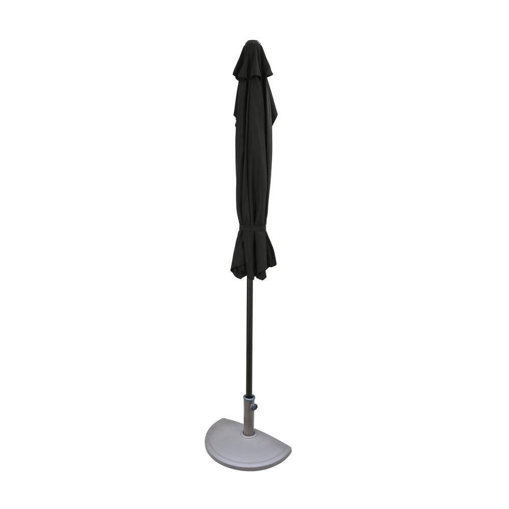Lanai 9-ft Black Polyester Half Patio Umbrella with Steel Frame