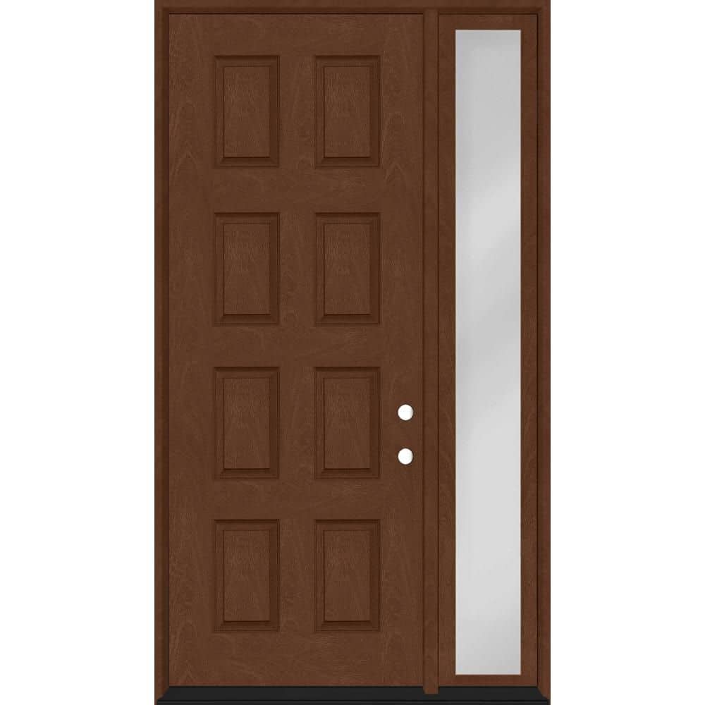 Regency 51 in. x 96 in. 8-Panel LHIS Chestnut Stain Mahogany Fiberglass Prehung Front Door w/12in.Sidelite price history on PriceWatchPro