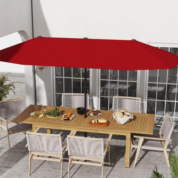 13 foot patio table umbrella Summit Living ft with LED Solar Lights Large Double-Sided Outdoor Umbrella Beige This large rectangular patio umbrella is designed for optimal outdoor enjoyment Misopily 13 ft Rectangle Patio