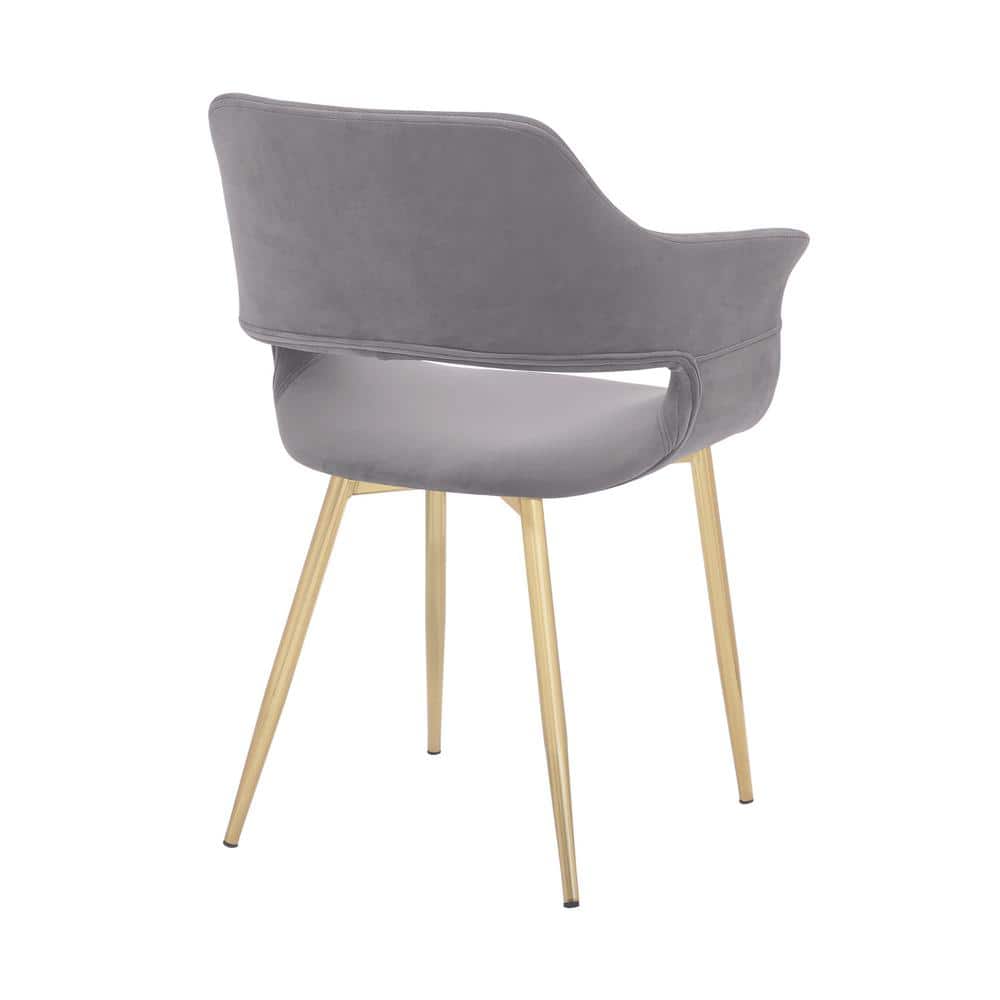 Gigi Gray Velvet Arm Chair with Gold Metal Legs