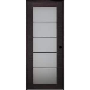 Avanti 5-Lite 18 in. x 96 in. Right-Hand Frosted Glass Solid Composite Black Apricot Wood Single Prehung Interior Door