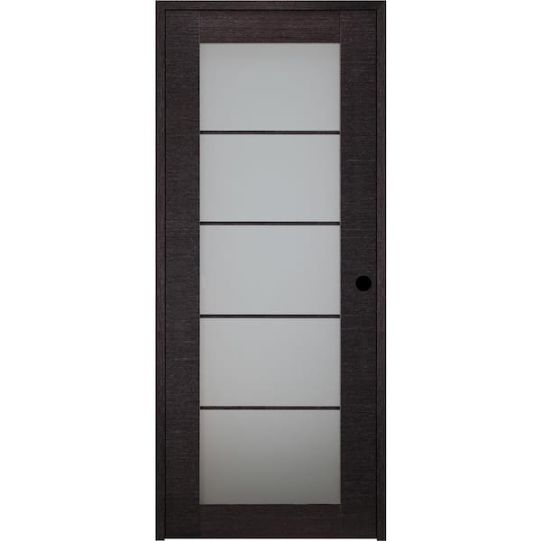 Belldinni Avanti 5-Lite 18 in. x 96 in. Right-Hand Frosted Glass Solid Composite Black Apricot Wood Single Prehung Interior Door