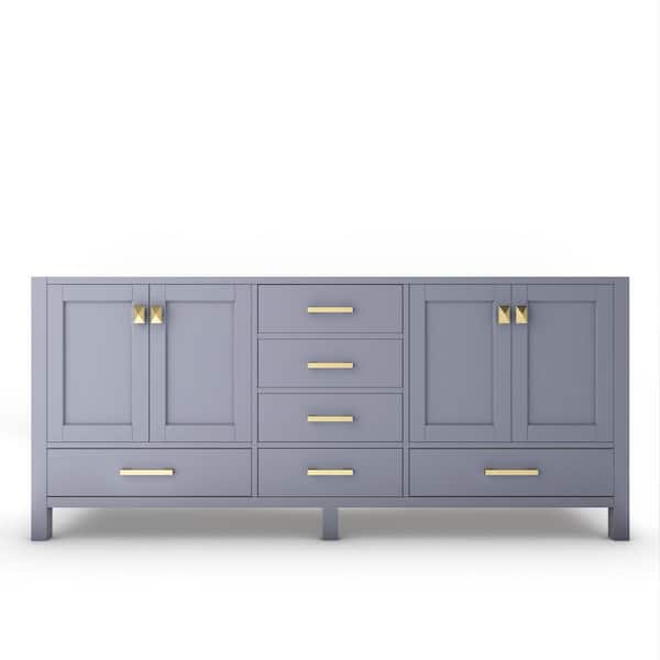 castellousa Yamyam 59 in. W x 21.75 in. D x 33 in. H Double Basin Bath Vanity Cabinet without Top in Matte Gray with Gold Trim