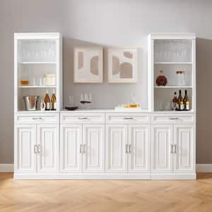 Stanton White Sideboard and Bar Cabinet Set (3-Piece)