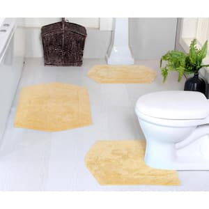 Waterford Collection 100% Cotton Tufted Bath Rug, 3-Pcs Set with Contour, Yellow