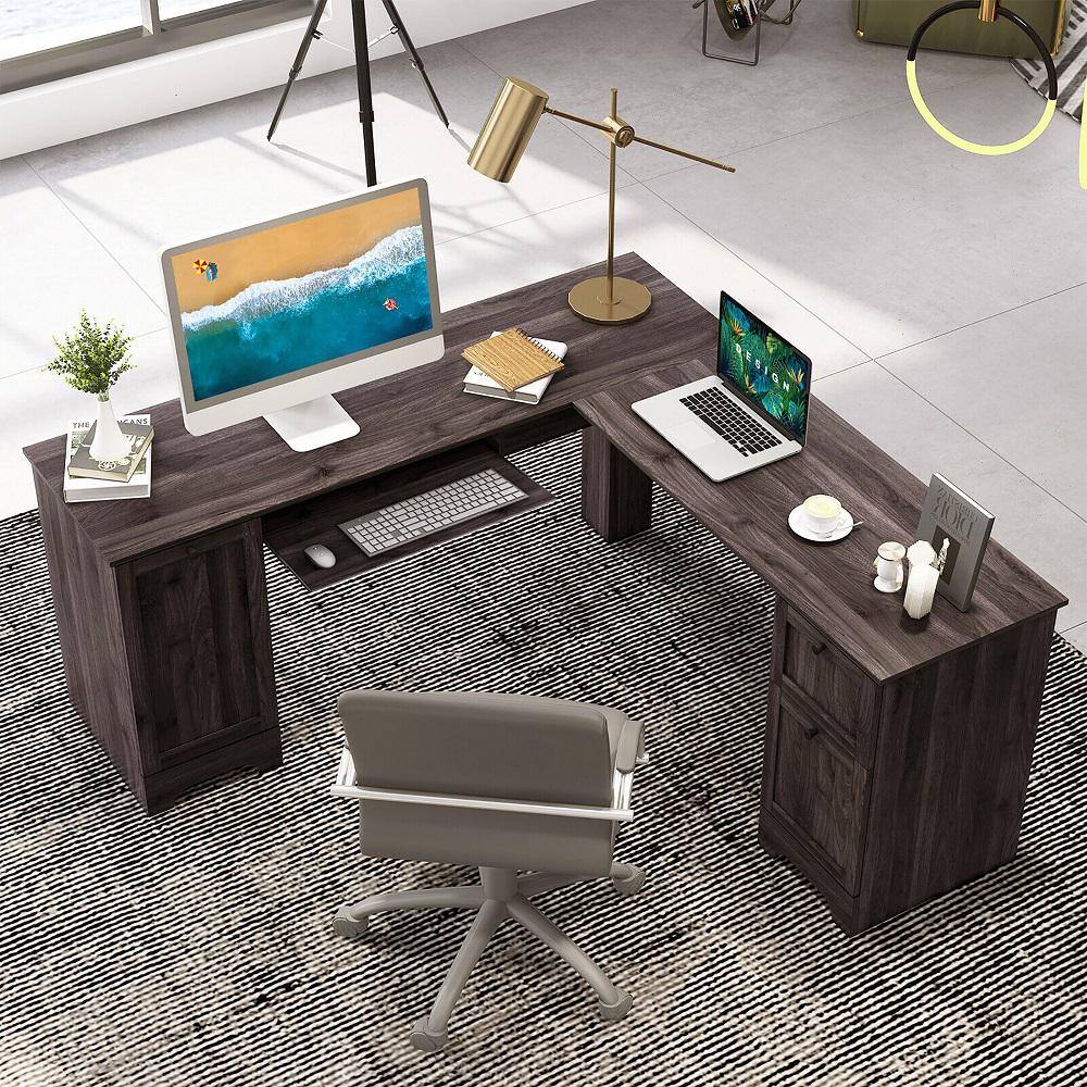 L-Shaped Dark Brown Home Office Desk - rated 3.5 stars from 2 reviews