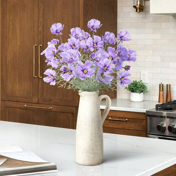 LIVING LUXURY 24 in. Purple Artificial Cosmos Flower Stem Spray