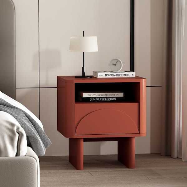 Ella Modern Terracotta 1-Drawer 19.7 in. W Nightstand