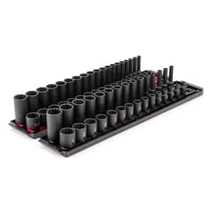 3/8 in. Drive 12-Point Impact Socket Set with Rails (1/4-1 in., 6 mm-24 mm) (68-Piece)