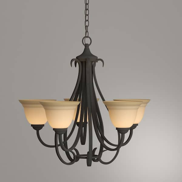 Progress Lighting Torino Collection 5 Light Forged Bronze Tea Stained Glass Transitional Chandelier P4416 77 The Home Depot Progress Lighting Torino Collection 5, Chandelier Light Fixtures Home Depot
