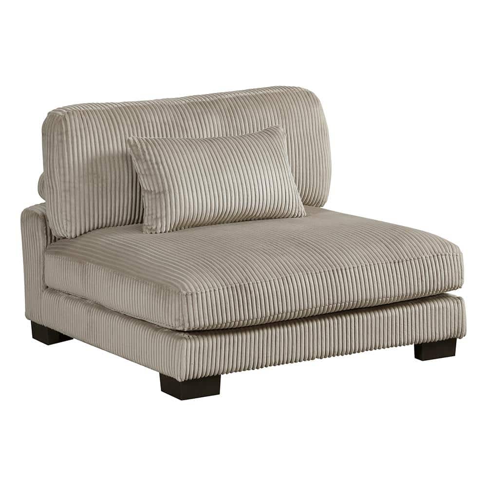 Turbo Taupe Corduroy Fabric Armless Chair