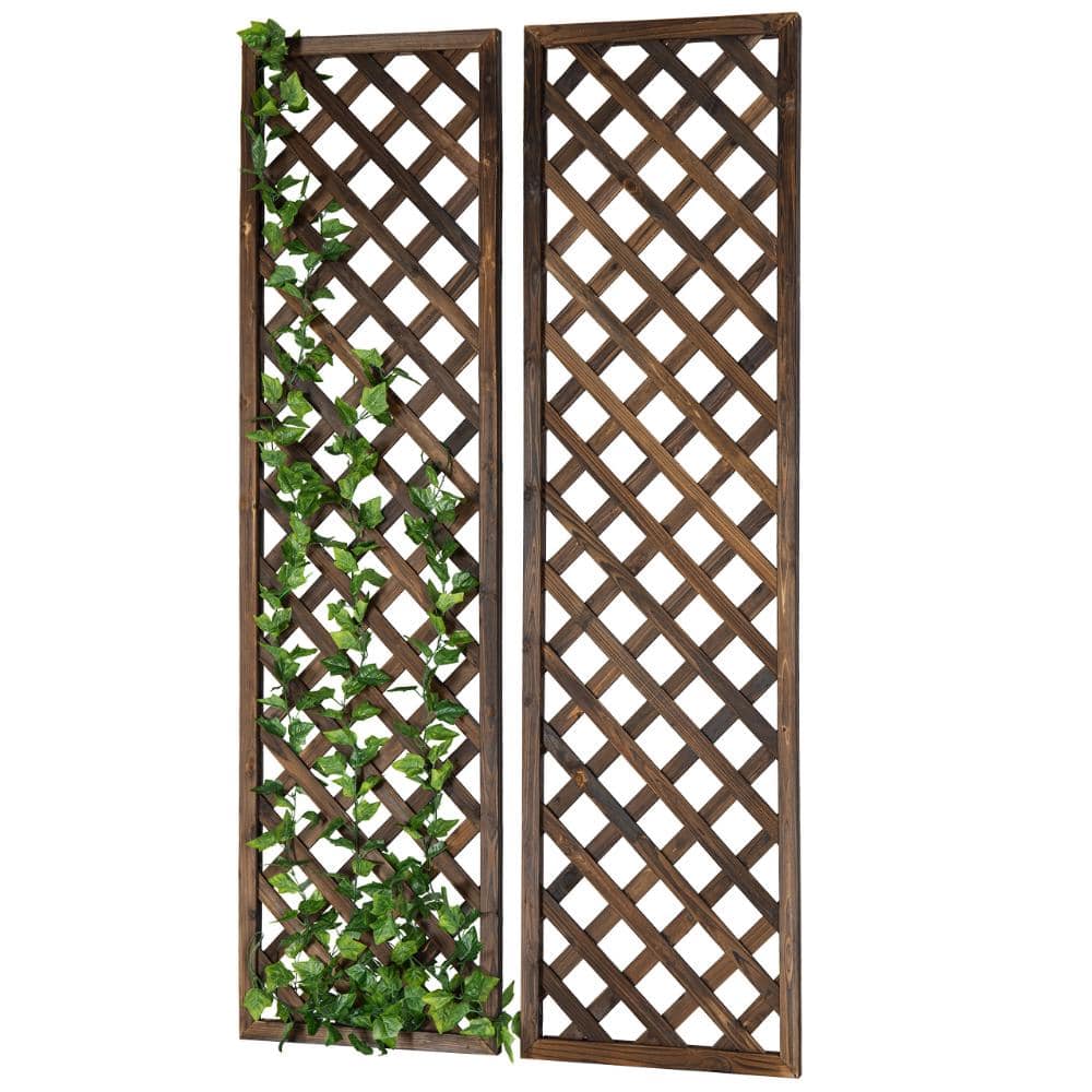 19.7 in. x 71 in. Wood Garden Trellis Wall-Mount Lattice Panels Brown 2-Piece price history on PriceWatchPro