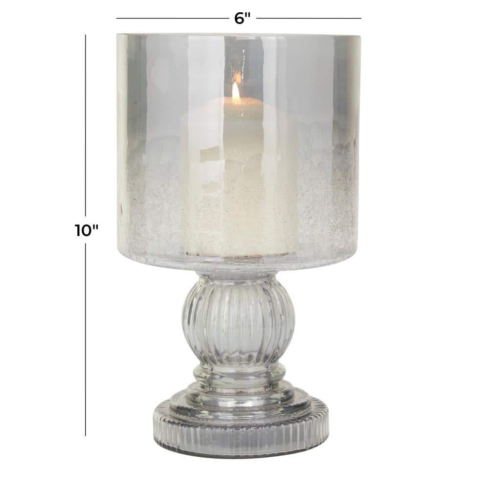 Black Glass Traditional Hurricane Lamp with Smoked Finish