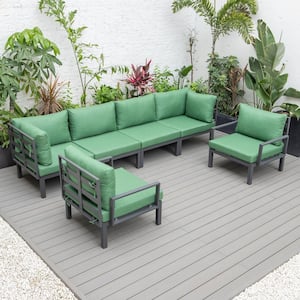 Hamilton 7-Piece Aluminum Modular Outdoor Patio Conversation Sectional Set with Cushions for Green Patio & Lawn