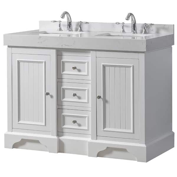 Direct vanity sink Kingswood Exclusive 48 in. W x 23 in. D x 36 in. H Bath Vanity in White with White Culture Marble Top