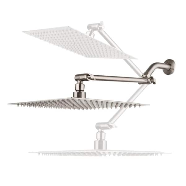 Logmey 1 -Spray Patterns 2.5 GPM 10 in. Ceiling Mount Adjustable Rain Fixed Shower Head in Brushed Nickel