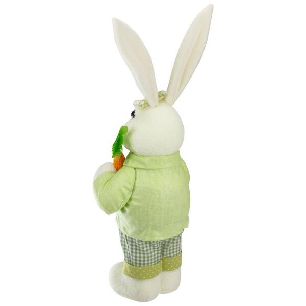 Northlight 20 in. White and Green Standing Rabbit Easter