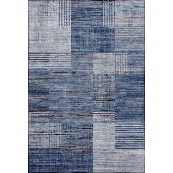 Mayfield Premium Machine Washable Abstract AMF2149 Blue 5 ft. x 7 ft. 6 in. Area Rug