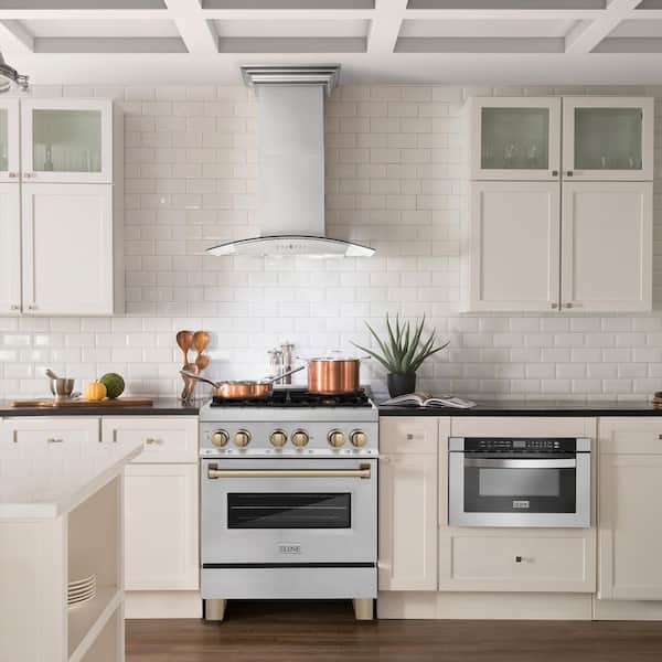 Autograph 30 in. Legacy Dual Fuel Range with 4 Burners and Electric Oven in Satin Stainless Steel and Bronze Accents