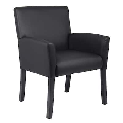 Designer Guest Chair Black Vinyl Black Comfort Cushions