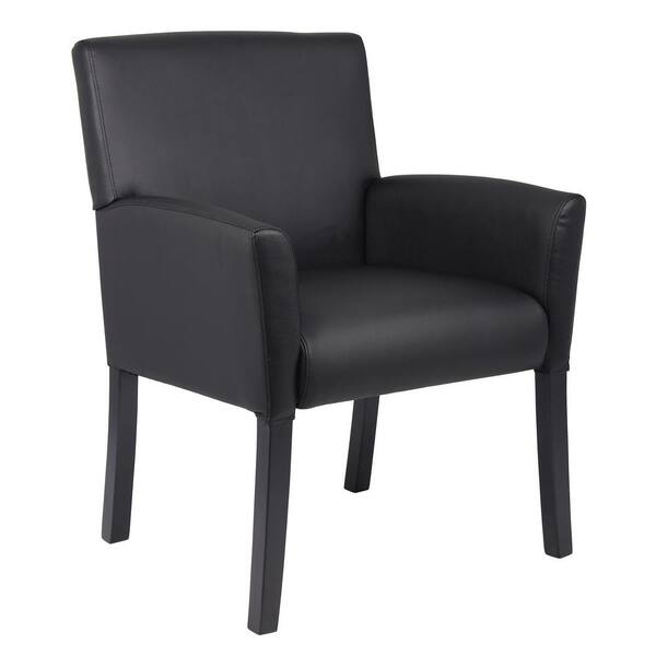 BOSS Office Products Designer Guest Chair Black Vinyl Black Comfort Cushions