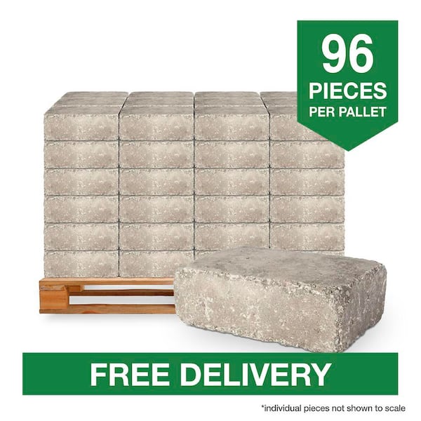 RumbleStone Large 3.5 in. x 10.5 in. x 7 in. Greystone Concrete Garden Wall Block (96 Pcs. / 24.5 sq. ft. / Pallet)