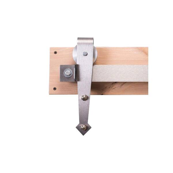Unbranded 84 in. Brushed Steel Sliding Barn Door Hardware Kit with Arrow Hangers and Industrial Pull