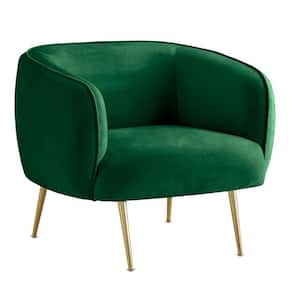 Brass Green Velvet Upholstered Accent Chair