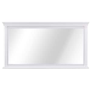 Strousse 60 in. W x 32 in. H Rectangular Wood Framed Wall Bathroom Vanity Mirror in White