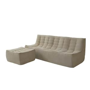 82.68 in. Armless 2-piece Linen Polyester Modular Free Combination Lazy Sectional Sofa in. Khaki