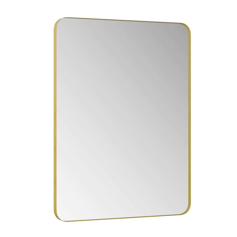 Gold 30 in. W x 40 in. H Rectangular Metal Framed Vanity Mirror for Bathroo