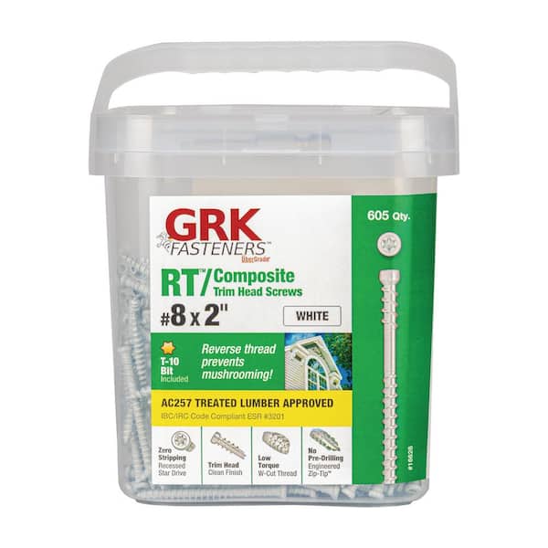 GRK Fasteners #8 x 2 in. Star Drive Trim Head White RT Composite Trim Screws (605-Pack)