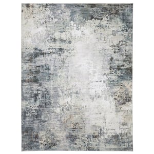 Harmony Abstract Green 5 ft. X 7 ft. Polyester Indoor Machine Washable Area Rug