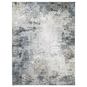 Harmony Abstract Green 7 ft 6 in. X 10 ft. Polyester Indoor Machine Washable Area Rug