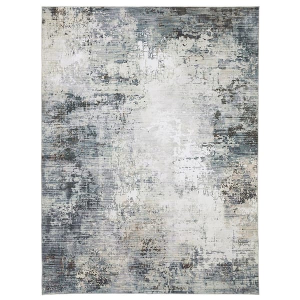 Home Decorators Collection Harmony Abstract Green 3 ft. 6 in. X 5 ft. 6 in. Polyester Indoor Machine Washable Area Rug