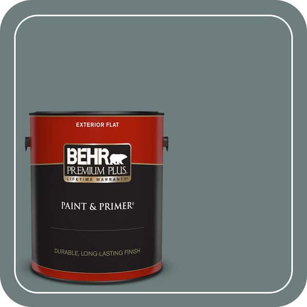 BEHR PREMIUM PLUS 1 gal. #N440-5 Coney Island Flat Exterior Paint & Primer