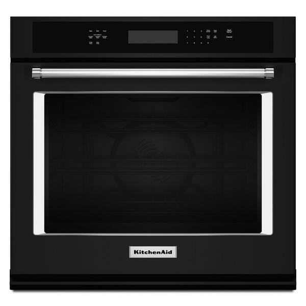 KitchenAid 30 in. Single Electric Wall Oven Self-Cleaning with Convection in Black