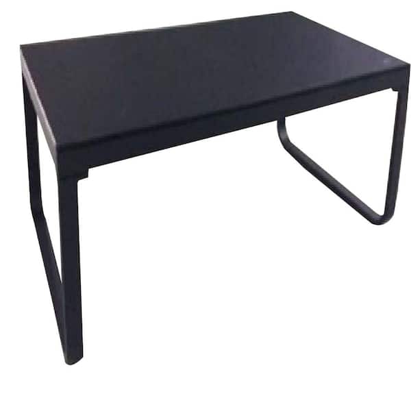 Benjara Black Rectangular Metal Outdoor Coffee Table with Glass Top