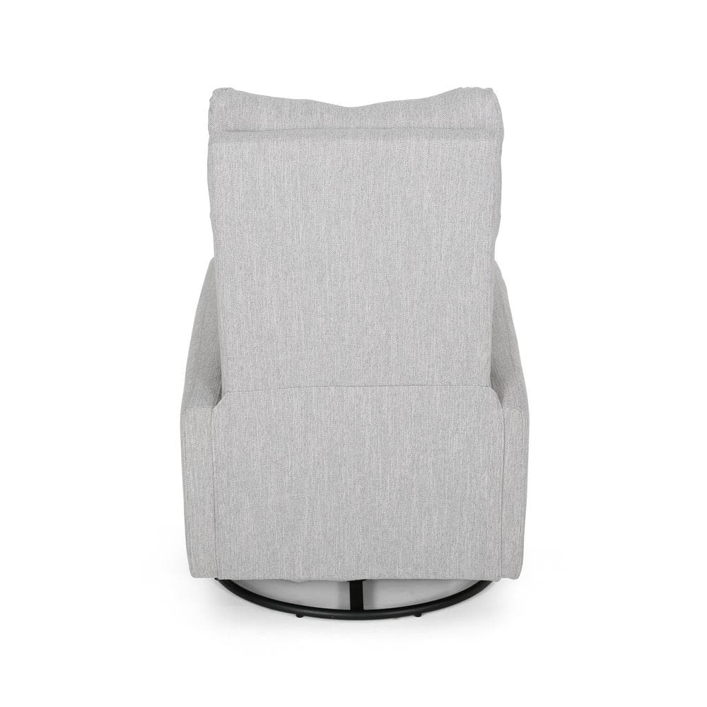 Handcrafted 25" Gray Fabric Swivel Recliner with Metal Base