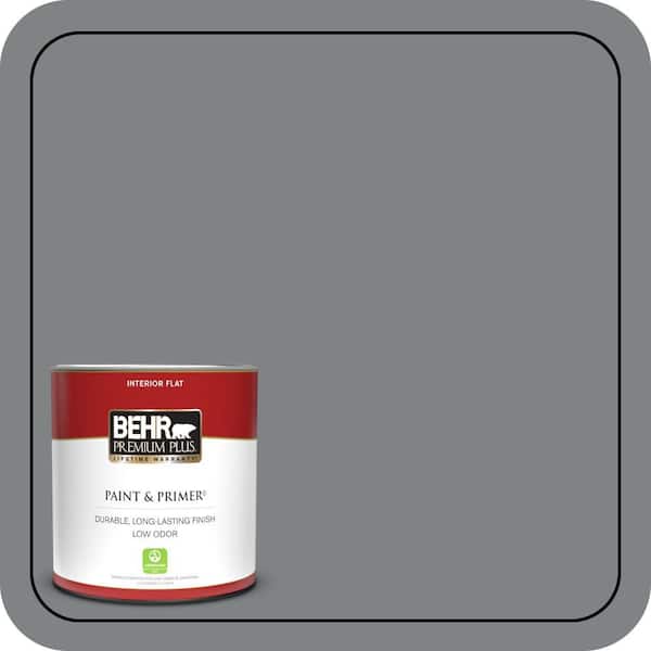 BEHR PREMIUM PLUS 1 qt. #PPU26-03 Legendary Gray Flat Low Odor Interior Paint & Primer