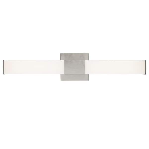 Bel Air Lighting Saavy 24 in. 2-Light Integrated LED Brushed Nickel Bathroom Vanity Light Fixture with Rectangular Acrylic Shade