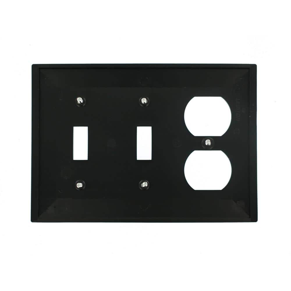 Black Thermoplastic Nylon 3-Gang 2-Toggle 1-Duplex Wallplate