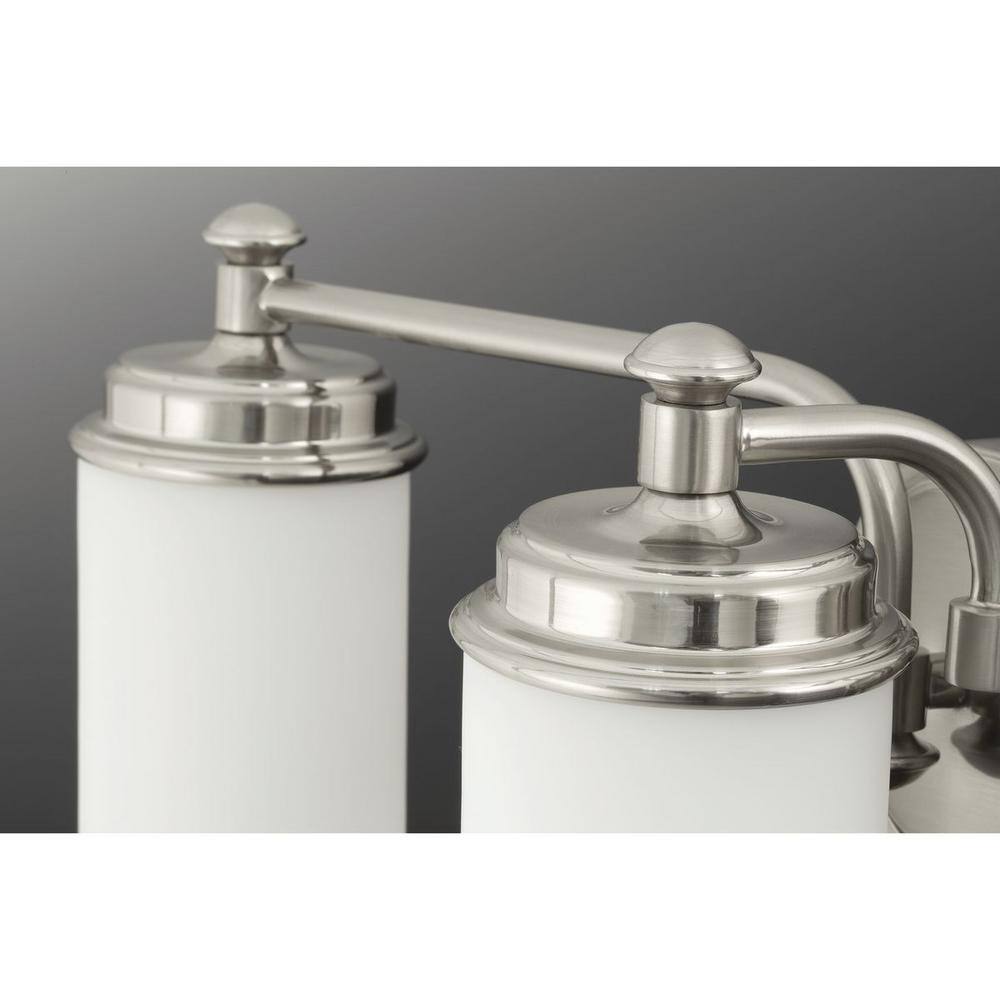Brushed Nickel 12" Vanity Light with Etched Opal Glass