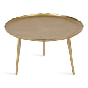 Alessia 25.25 in. Gold Round Metal Coffee Table