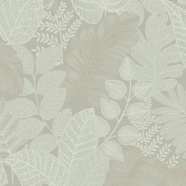 Graham & Brown Superfresco Easy Scattered Leaves Sage Green Metallic ...