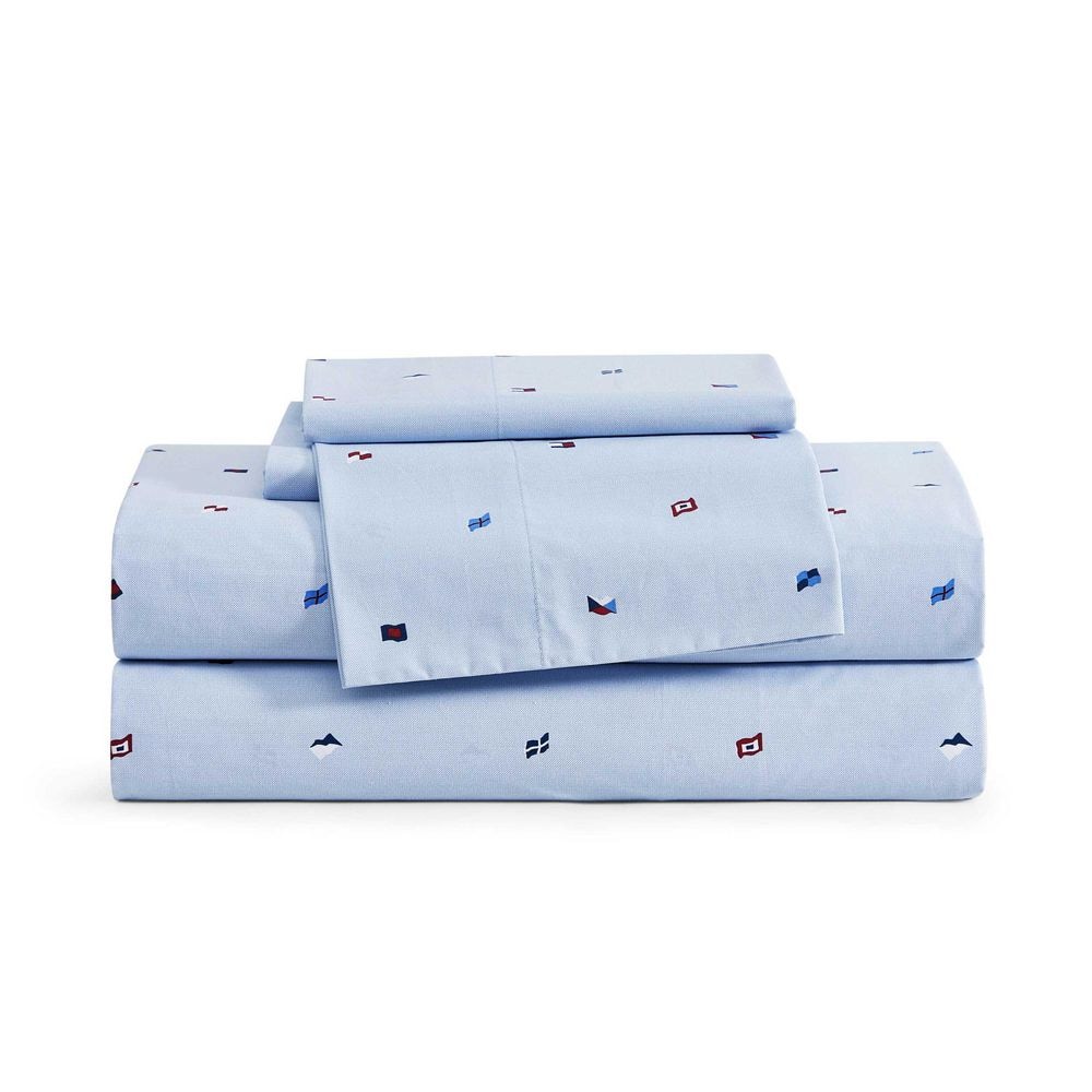 Nautical Flag 4-Piece Boathouse Blue Percale Cotton Queen Sheet Set price history on PriceWatchPro