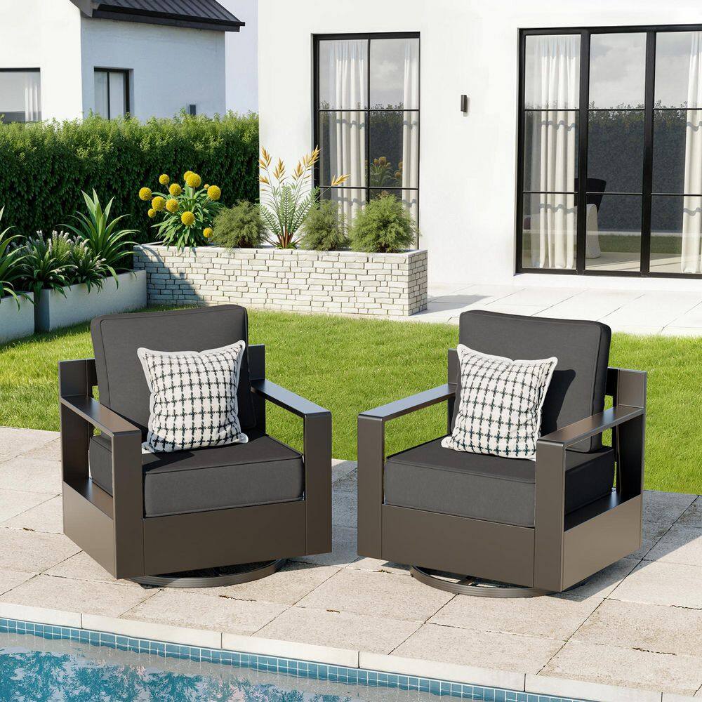 2-Pack Aluminum Outdoor Rocking Chair Patio Swivel Chair with Thick Gray Cushions price history on PriceWatchPro