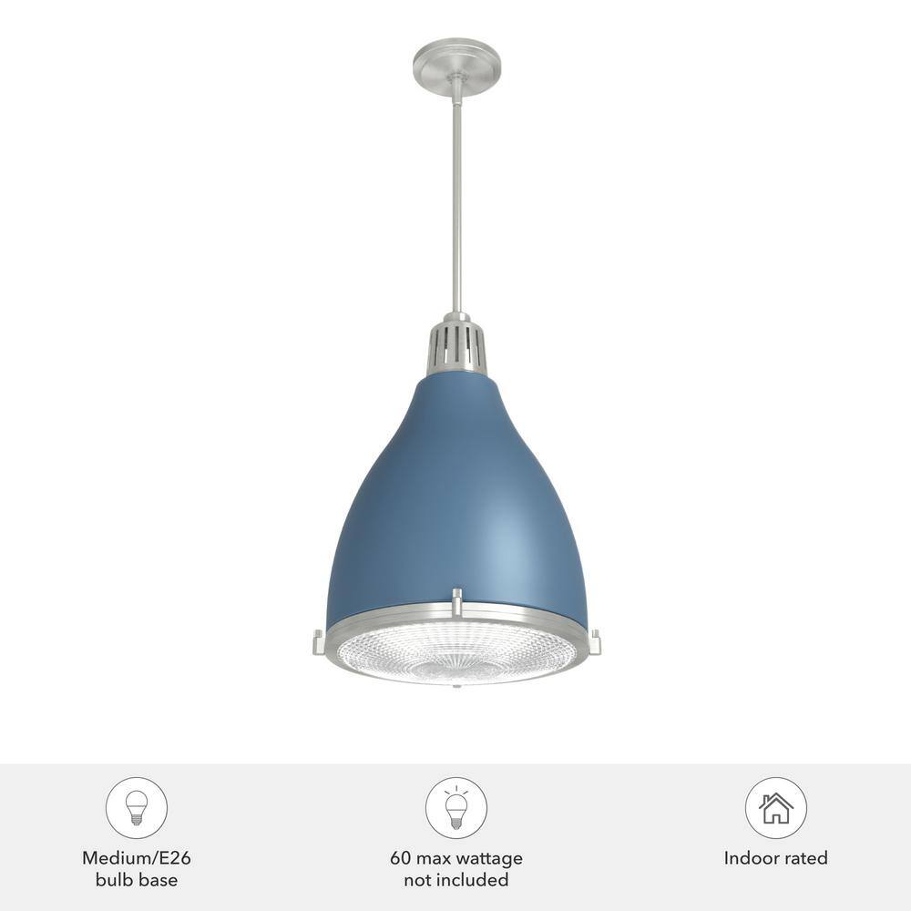 Hunter Bluff View 14" Indigo Blue Brushed Nickel 3-Light Pendant